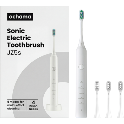 ochama Electric Toothbrush - Includes 4 brush heads and charger base, low noise, long-lasting endurance, white ochama Electric Toothbrush - Includes 4 brush heads and charger base, low noise, long-lasting endurance, white