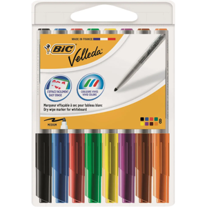 Bic Velleda 1741 Bullet Tip Whiteboard Marker Assorted Colours, Pack of 8 Bic Velleda 1741 Bullet Tip Whiteboard Marker Assorted Colours, Pack of 8