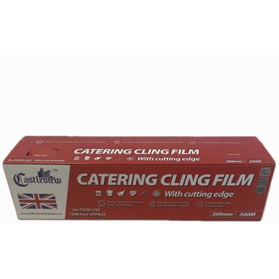 Castleview Catering Clingfilm with slider cutter 300mm x 300m, 8 micron Castleview Catering Clingfilm with slider cutter 300mm x 300m, 8 micron
