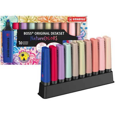 STABILO BOSS ORIGINAL NatureCOLORS - Highlighter - Deskset of 10 - Assorted Colours STABILO BOSS ORIGINAL NatureCOLORS - Highlighter - Deskset of 10 - Assorted Colours