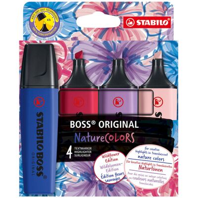 STABILO BOSS ORIGINAL NatureCOLORS Wildflowers Edition - Highlighter - Pack of 4 - Assorted Colours STABILO BOSS ORIGINAL NatureCOLORS Wildflowers Edition - Highlighter - Pack of 4 - Assorted Colours