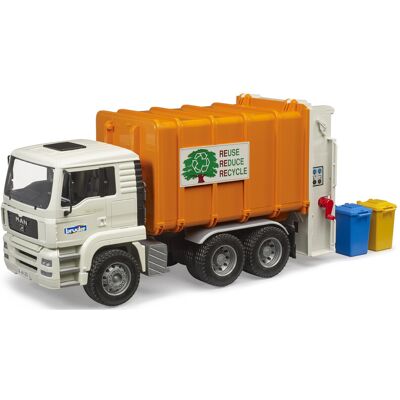 Bruder MAN Rear Loading Garbage Truck 1:16 Scale with Working Conveyor & Bins Bruder MAN Rear Loading Garbage Truck 1:16 Scale with Working Conveyor & Bins