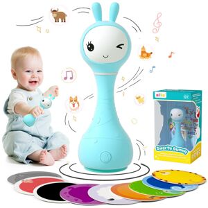 alilo Smarty Bunny Baby Rattle Musical Light Up Toys for Babies 0+ Months Boy Gifts, 5 Music Modes and Color Recognition Function with 9 Color Cards, Blue alilo Smarty Bunny Baby Rattle Musical Light Up Toys for Babies 0+ Months Boy Gifts, 5 Music Modes and Color Recognition Function with 9 Color Cards, Blue