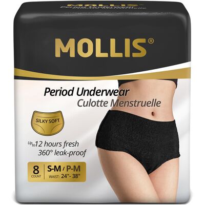 MOLLIS Disposable Period Underwear for Women, Postpartum Panties, Maternity Knickers Heavy Flow Leak Proof, Black,Small/Medium, 8 Count MOLLIS Disposable Period Underwear for Women, Postpartum Panties, Maternity Knickers Heavy Flow Leak Proof, Black,Small/Medium, 8 Count