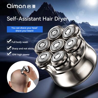 Qiman8010 Head Shavers for Bald Men 7D Floating Wet & Dry Electric Razor for Bald Heads with LED Smart Display & Type-C Charging for Hair/Face/Beard 150-Day Battery Life Two Gears 10W Qiman8010 Head Shavers for Bald Men 7D Floating Wet & Dry Electric Razor for Bald Heads with LED Smart Display & Type-C Charging for Hair/Face/Beard 150-Day Battery Life Two Gears 10W
