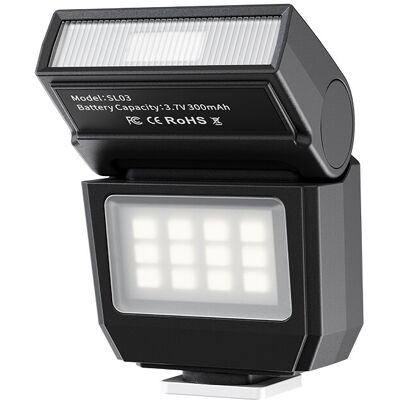 ULANZI SL03 Mini Camera Flash with Video Light for Sony/Canon/Fuji DSLR, GN8 6500K Camera Speedlite Flash Units, 90° Adjustable, 4 Power Levels (1/8~1/1), Universal Single Contact Hot Shoe Black ULANZI SL03 Mini Camera Flash with Video Light for Sony/Canon/Fuji DSLR, GN8 6500K Camera Speedlite Flash Units, 90° Adjustable, 4 Power Levels (1/8~1/1), Universal Single Contact Hot Shoe Black