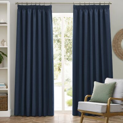 Furn. Dawn Textured Ready Made Pencil Pleat Blackout Curtains Midnight - Curtains Furn. Dawn Textured Ready Made Pencil Pleat Blackout Curtains Midnight - Curtains