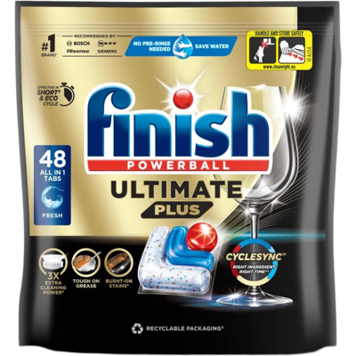 Finish Ultimate Plus All in One Dishwasher Tablets, Fresh, 48 Tabs Finish Ultimate Plus All in One Dishwasher Tablets, Fresh, 48 Tabs