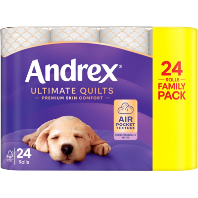 Andrex Ultimate Quilts Toilet Tissue, 3-Ply, 24 Rolls Andrex Ultimate Quilts Toilet Tissue, 3-Ply, 24 Rolls