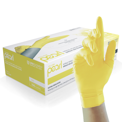 Unigloves Yellow Pearl Medical Exam Gloves - Large Unigloves Yellow Pearl Medical Exam Gloves - Large
