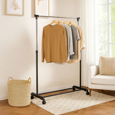 Home Vida Single Garment Rack - Adjustable, Metal, Silver Home Vida Single Garment Rack - Adjustable, Metal, Silver
