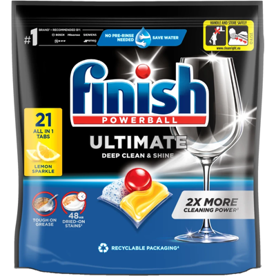 Finish Ultimate Deep Clean & Shine Dishwasher Tablets, Lemon, 21 Tabs Finish Ultimate Deep Clean & Shine Dishwasher Tablets, Lemon, 21 Tabs