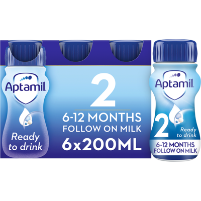 Aptamil Ready To Drink 2 Follow On Milk 6-12 Months 6 X 200ml Aptamil Ready To Drink 2 Follow On Milk 6-12 Months 6 X 200ml