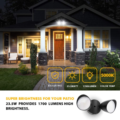 LUTEC 5000K Black Twin LED Spotlight Floodlight Outdoor Wall Light 2-Head Adjustable Security Light LUTEC 5000K Black Twin LED Spotlight Floodlight Outdoor Wall Light 2-Head Adjustable Security Light