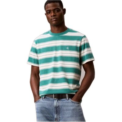 Calvin Klein Jeans Men Cotton Stretch Stripe T-Shirt - North Sea Calvin Klein Jeans Men Cotton Stretch Stripe T-Shirt - North Sea