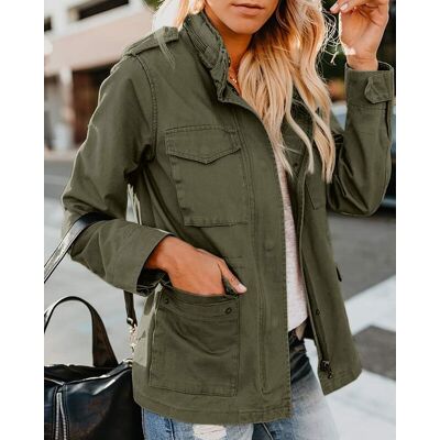 Women Military Anorak Jackets Zip Up Snap Buttons Parka Safari Utility Coats Outwear with Pocket (Military Green, XS) Women Military Anorak Jackets Zip Up Snap Buttons Parka Safari Utility Coats Outwear with Pocket (Military Green, XS)