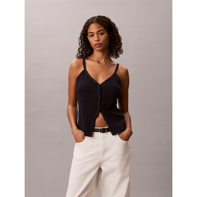 Calvin Klein Jeans Women Cotton Crochet Button Top - Dark Sapphire Calvin Klein Jeans Women Cotton Crochet Button Top - Dark Sapphire