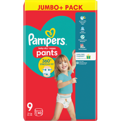 Pampers Baby-Dry Nappy Pants Size 9 40 Pack Jumbo+ Pack Pampers Baby-Dry Nappy Pants Size 9 40 Pack Jumbo+ Pack