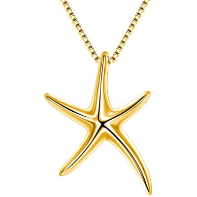 Ever Faith Gold Plated Starfish Lucky Sea Star Pendant Necklace Ever Faith Gold Plated Starfish Lucky Sea Star Pendant Necklace