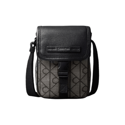 Calvin Klein Men's Mixed Emblem Small Flap Crossbody Bag - Beige/Black Calvin Klein Men's Mixed Emblem Small Flap Crossbody Bag - Beige/Black
