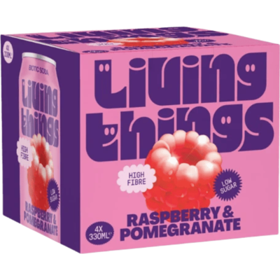 Living Things - Raspberry & Pomegranate Soda 4x330ml Living Things - Raspberry & Pomegranate Soda 4x330ml