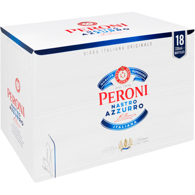 PERONI Nastro Azzurro Beer Lager Bottles 18x330ml PERONI Nastro Azzurro Beer Lager Bottles 18x330ml
