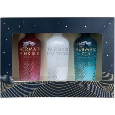 MERMAID Mixed Trio Gift Set (1 x 5cl Pink Gin 38% ABV, 1 x 5cl Salt Vodka 40% ABV & 1 x 5cl London Dry Gin 42% ABV) MERMAID Mixed Trio Gift Set (1 x 5cl Pink Gin 38% ABV, 1 x 5cl Salt Vodka 40% ABV & 1 x 5cl London Dry Gin 42% ABV)