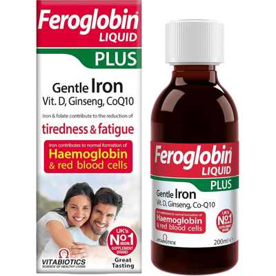Vitabiotics Feroglobin Plus Liquid 200ml - Liquid Iron, Vitamins & Ginseng Vitabiotics Feroglobin Plus Liquid 200ml - Liquid Iron, Vitamins & Ginseng