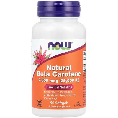 NOW Foods Natural Beta Carotene - 25000 IU - Skin & Vision Support NOW Foods Natural Beta Carotene - 25000 IU - Skin & Vision Support