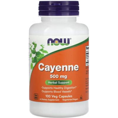 NOW FOODS Cayenne Pepper Capsaicin 500mg 100 Capsules - Dietary Supplement NOW FOODS Cayenne Pepper Capsaicin 500mg 100 Capsules - Dietary Supplement