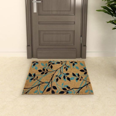 Coco & Coir Doormat Shadow Leaves Natural/Blue Coco & Coir Doormat Shadow Leaves Natural/Blue