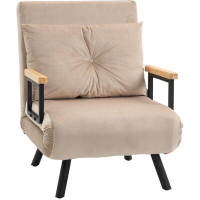 HOMCOM - Click Clack Chair Bed Settee - Beige - Single - Chair Bed HOMCOM - Click Clack Chair Bed Settee - Beige - Single - Chair Bed