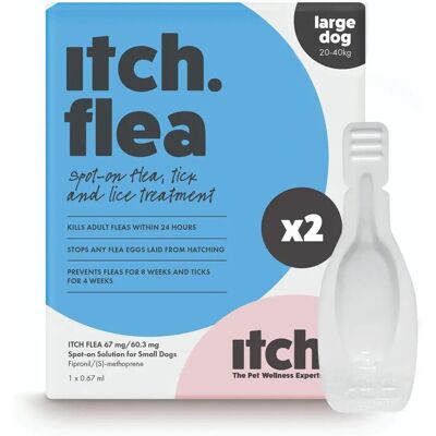 Itch Flea & Tick Spot-On Treatment for Large Dogs (20-40kg) 2 Pipettes Itch Flea & Tick Spot-On Treatment for Large Dogs (20-40kg) 2 Pipettes