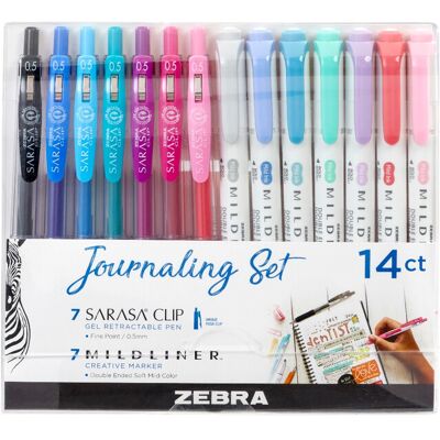 Zebra MILDLINER Dual Tip Highlighter Journaling Set, Gel Pens & Pastel Highlighters14pc Zebra MILDLINER Dual Tip Highlighter Journaling Set, Gel Pens & Pastel Highlighters14pc