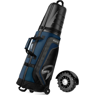 OutdoorMaster Padded Golf Club Travel Bag Half Case with Wheels - Back&Blue OutdoorMaster Padded Golf Club Travel Bag Half Case with Wheels - Back&Blue