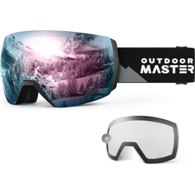 OutdoorMaster ULTRA Ski Snow Goggles + Lens Bundle for Men&Women-Grey Frame Grey Lens with Revo Pink+ Clear Lens OutdoorMaster ULTRA Ski Snow Goggles + Lens Bundle for Men&Women-Grey Frame Grey Lens with Revo Pink+ Clear Lens