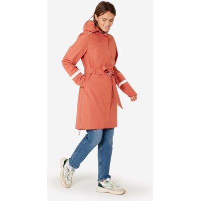 BTWIN Women's City Bike Waterproof Trench Coat With Hood - Terra Cotta UK8 / EU S unisex BTWIN Women's City Bike Waterproof Trench Coat With Hood - Terra Cotta UK8 / EU S unisex