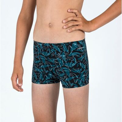 NABAIJI Teen Boys’ Swimming Boxer Shorts - 500 Fitib Shark Black Blue 12-13 Years / 4'9"-5' unisex NABAIJI Teen Boys’ Swimming Boxer Shorts - 500 Fitib Shark Black Blue 12-13 Years / 4'9"-5' unisex