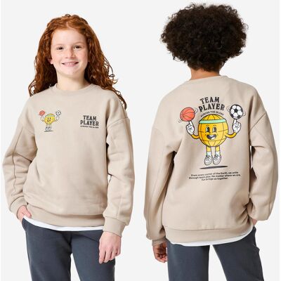 Decathlon Kids’ Warm Fleece Round-neck Sweatshirt - Printed - Beige 12-13 Years / 4'9"-5' unisex Decathlon Kids’ Warm Fleece Round-neck Sweatshirt - Printed - Beige 12-13 Years / 4'9"-5' unisex