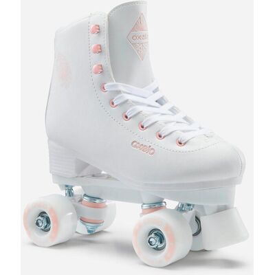 Oxelo Kids' And Adult Artistic Roller Skating Quad Skates 100 - White Oxelo Kids' And Adult Artistic Roller Skating Quad Skates 100 - White