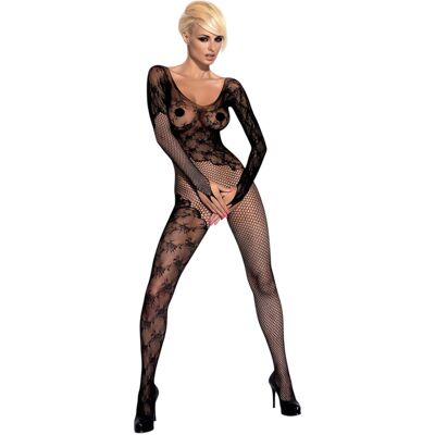 Obsessive F210 - Rose Lace Long-Sleeve Bodysuit - Black (S-L) Obsessive F210 - Rose Lace Long-Sleeve Bodysuit - Black (S-L)