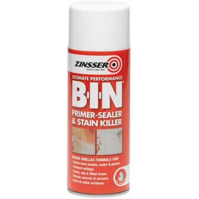 Zinsser ZN7130001E8 B.I.N Primer & Sealer Stain Killer Aerosol 400ml Zinsser ZN7130001E8 B.I.N Primer & Sealer Stain Killer Aerosol 400ml