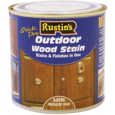Rustins ESMO500 Quick Dry Exterior Woodstain Satin Medium Oak 500Ml Rustins ESMO500 Quick Dry Exterior Woodstain Satin Medium Oak 500Ml