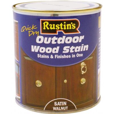 Rustins - Quick Dry Exterior Woodstain - Satin Walnut - 500ml - Wood Stain Rustins - Quick Dry Exterior Woodstain - Satin Walnut - 500ml - Wood Stain