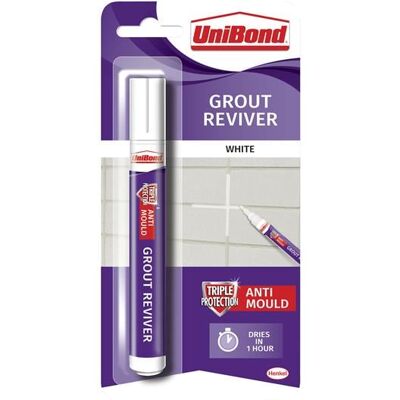 Unibond Ice White Grout Reviver Pen - 7ml - Bathroom, Kitchen Unibond Ice White Grout Reviver Pen - 7ml - Bathroom, Kitchen