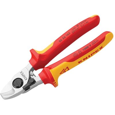 Knipex 95 26 165 SB Vde Cable Shears With Return Spring 165Mm Knipex 95 26 165 SB Vde Cable Shears With Return Spring 165Mm