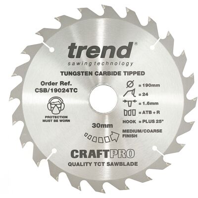 Trend Craft Saw Blade - 190mm - 24T - 30mm - 1.55 - Saw Blade Trend Craft Saw Blade - 190mm - 24T - 30mm - 1.55 - Saw Blade