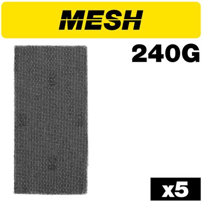 Trend Mesh 1/3 Sheet Sanding Sheet 5Pc 93Mm X 190Mm 240 Grit Pk 1 AB/THD/240M Trend Mesh 1/3 Sheet Sanding Sheet 5Pc 93Mm X 190Mm 240 Grit Pk 1 AB/THD/240M