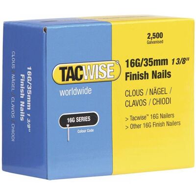 Tacwise 16 Gauge Finish Nails - 20mm - Pack of 2500 Tacwise 16 Gauge Finish Nails - 20mm - Pack of 2500