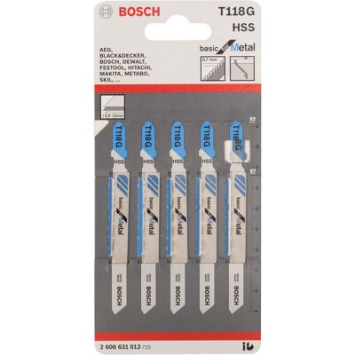 Bosch T118G High-Speed Steel Jigsaw Blades - Pack of 5 Bosch T118G High-Speed Steel Jigsaw Blades - Pack of 5